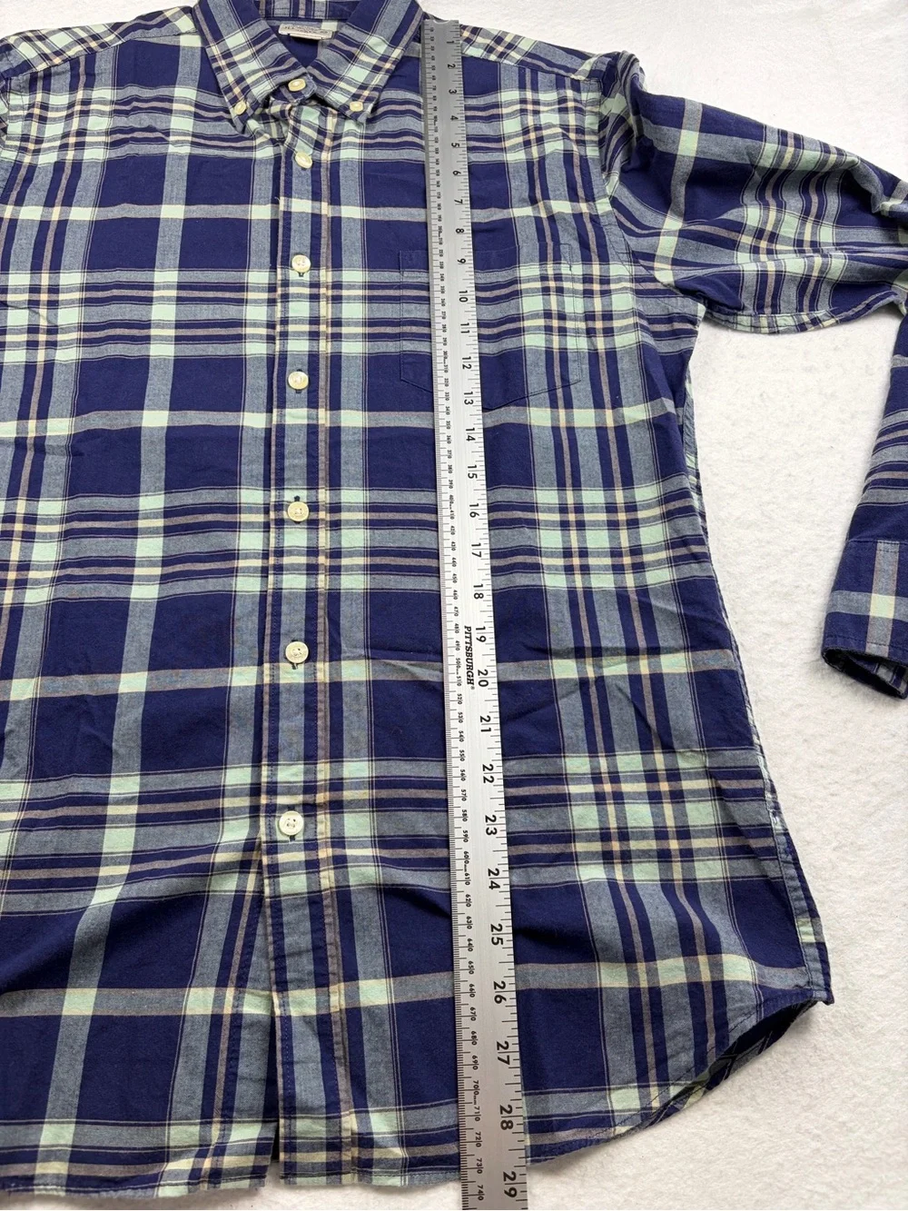 J. Crew Summer Plaid Shirt Navy and Light Green Plaid Button-Down‎ 100% cotton